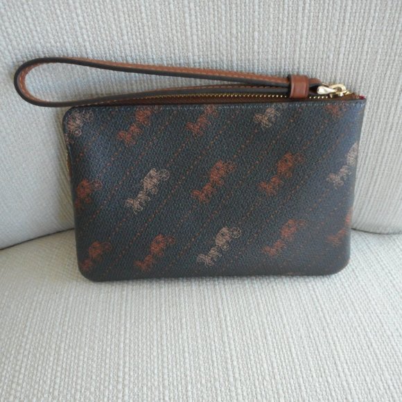 Coach Horse & Carriage Corner Zip Wristlet, Brown - Picture 2 of 4